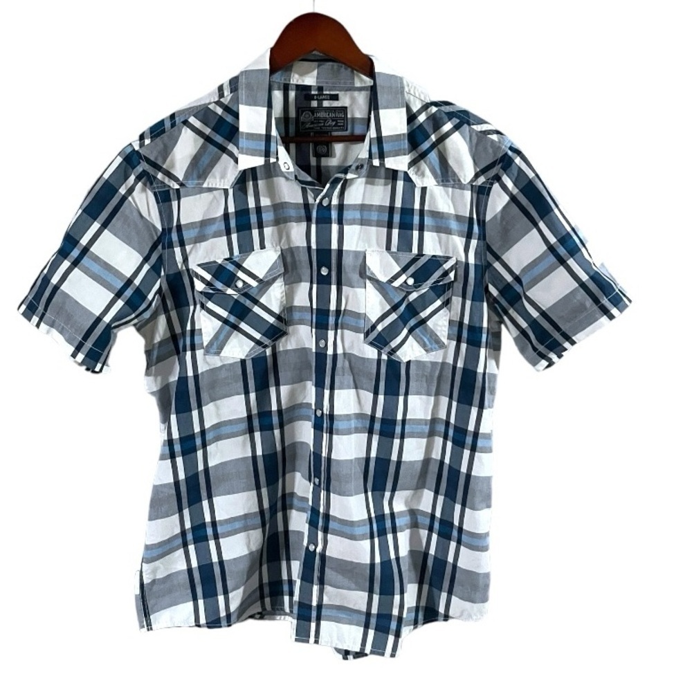 EUC American Rag Men's Blue and White Shirt Sz XL